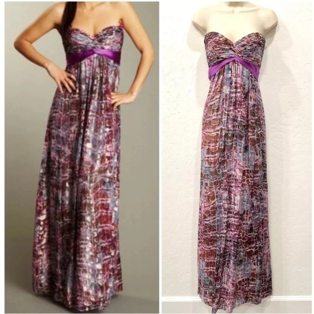 BCBGMaxAzria Multicolor Strapless Prom Dress